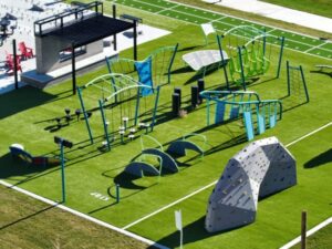 Aerial view of North Cottonwood Commons park in Farmington, Utah