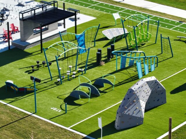 Aerial view of North Cottonwood Commons park in Farmington, Utah