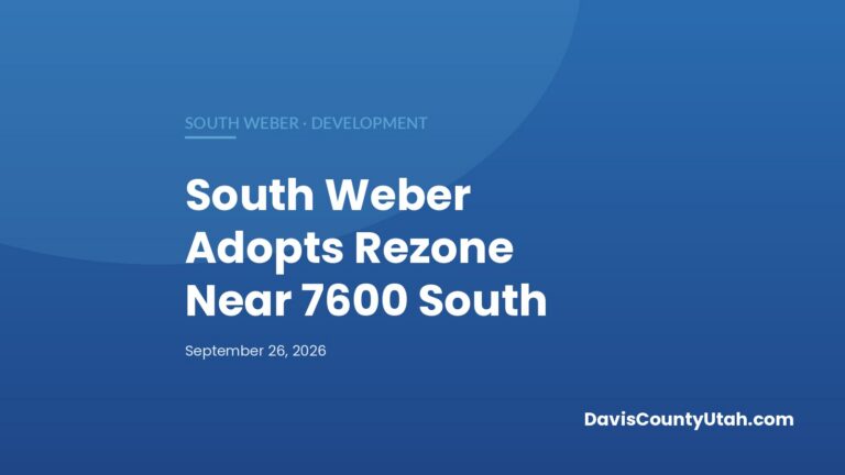 Editorial graphic: South Weber Council Adopts Stark/Dahl Rezone Near 7600 South — DavisCountyUtah.com