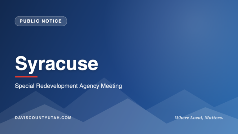 Syracuse — Special Redevelopment Agency Meeting | DavisCountyUtah.com