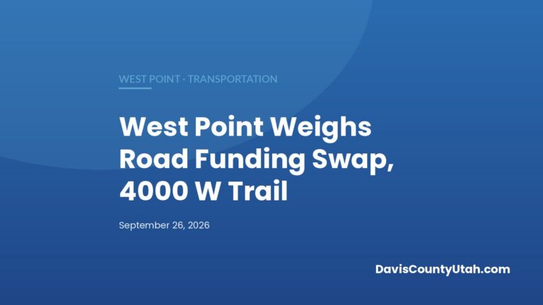 Editorial graphic: West Point Weighs UDOT Funding Swap for 300 North and 700 South, Plus a New 4000 West Trail — DavisCountyUtah.com