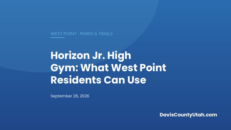 Editorial graphic: Horizon Junior High Gym in West Point: What Residents Can Use, and When — DavisCountyUtah.com