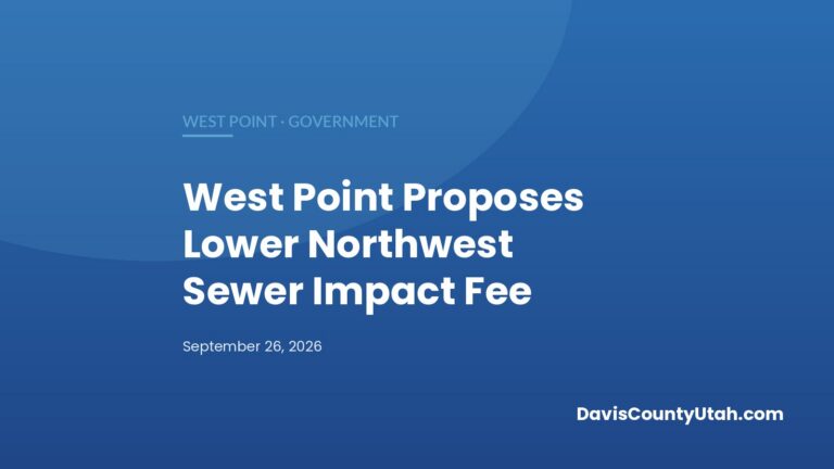 Editorial graphic: West Point Proposes Cutting Northwest-Area Sewer Impact Fee From $5,200 to $1,691 — DavisCountyUtah.com