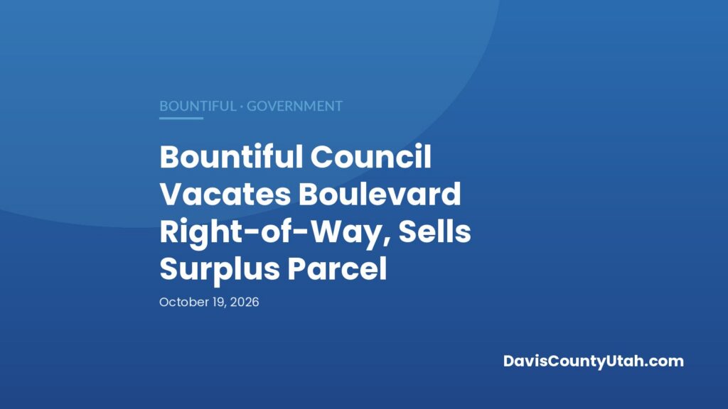 Editorial graphic: Bountiful Council Vacates Boulevard Right-of-Way, Sells Surplus Parcel — DavisCountyUtah.com