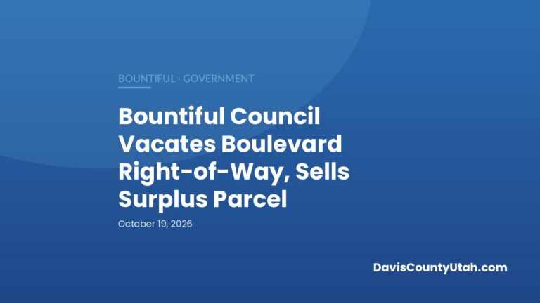 Editorial graphic: Bountiful Council Vacates Boulevard Right-of-Way, Sells Surplus Parcel — DavisCountyUtah.com