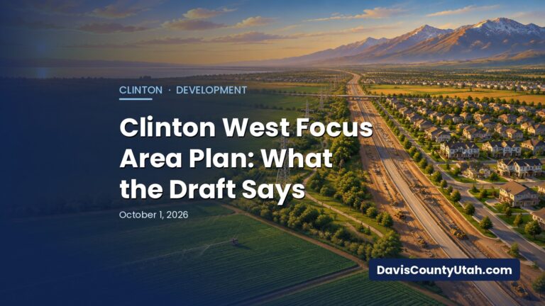 Editorial illustration: Clinton West Focus Area Plan: What the Draft Says — DavisCountyUtah.com