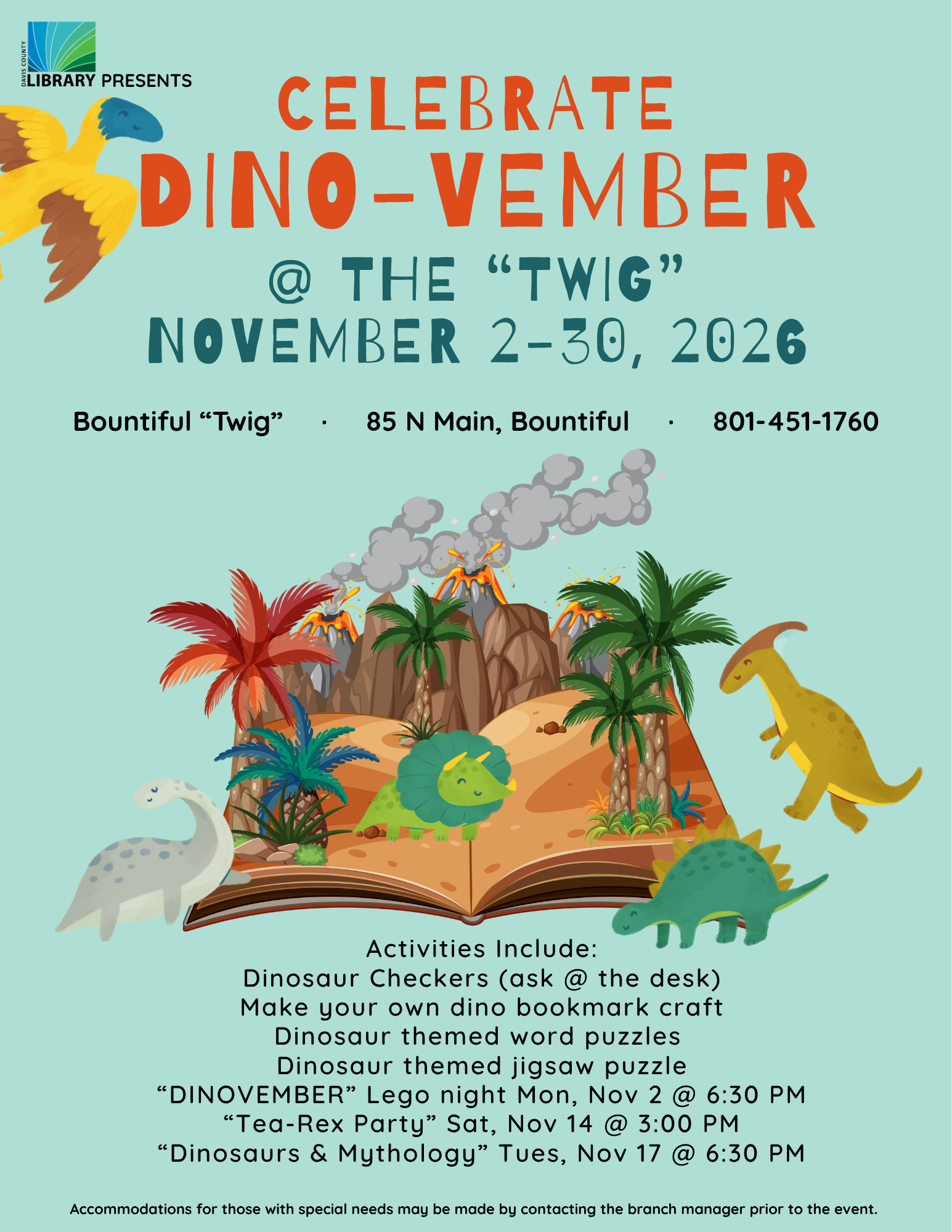 Dino-Vember, Davis County Library