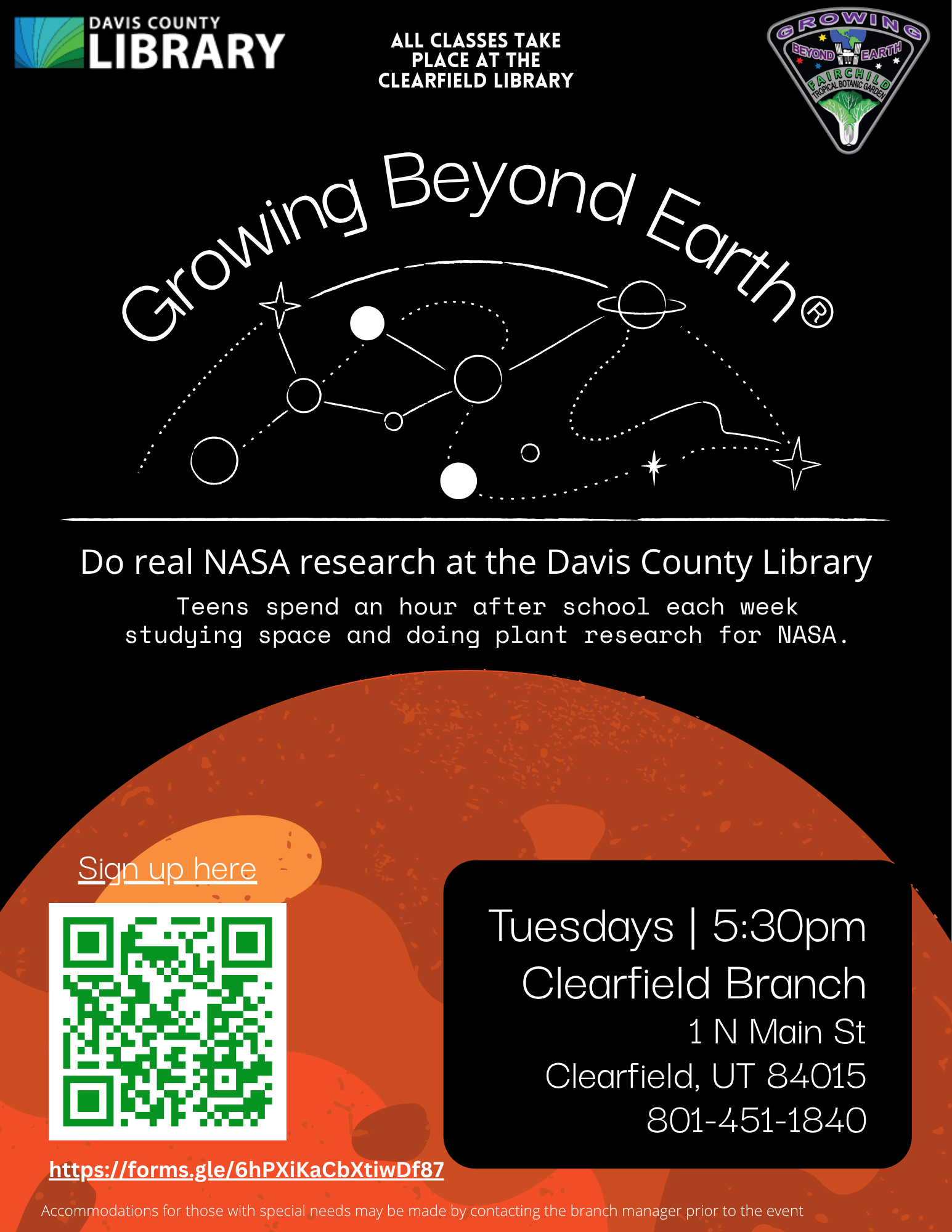 Growing Beyond Earth, Davis County Library