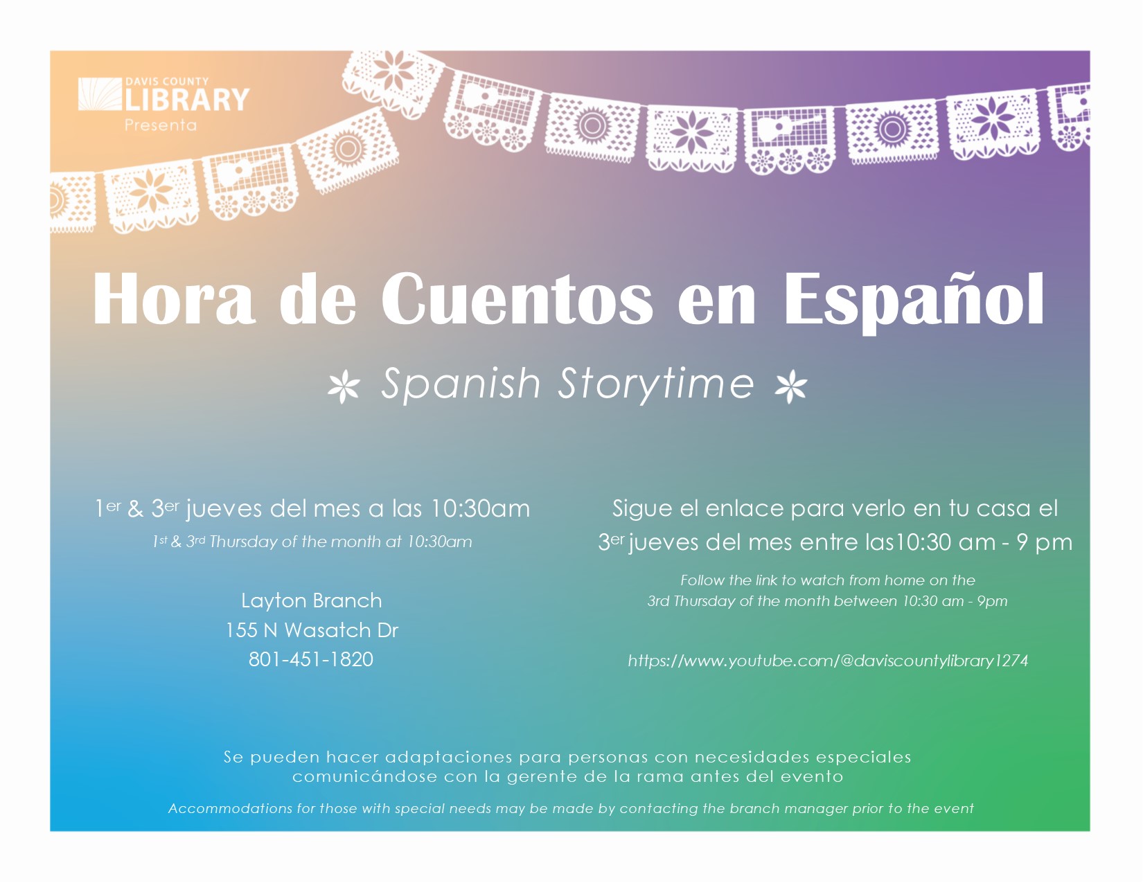 Hora de Cuentos en Español, Davis County Library