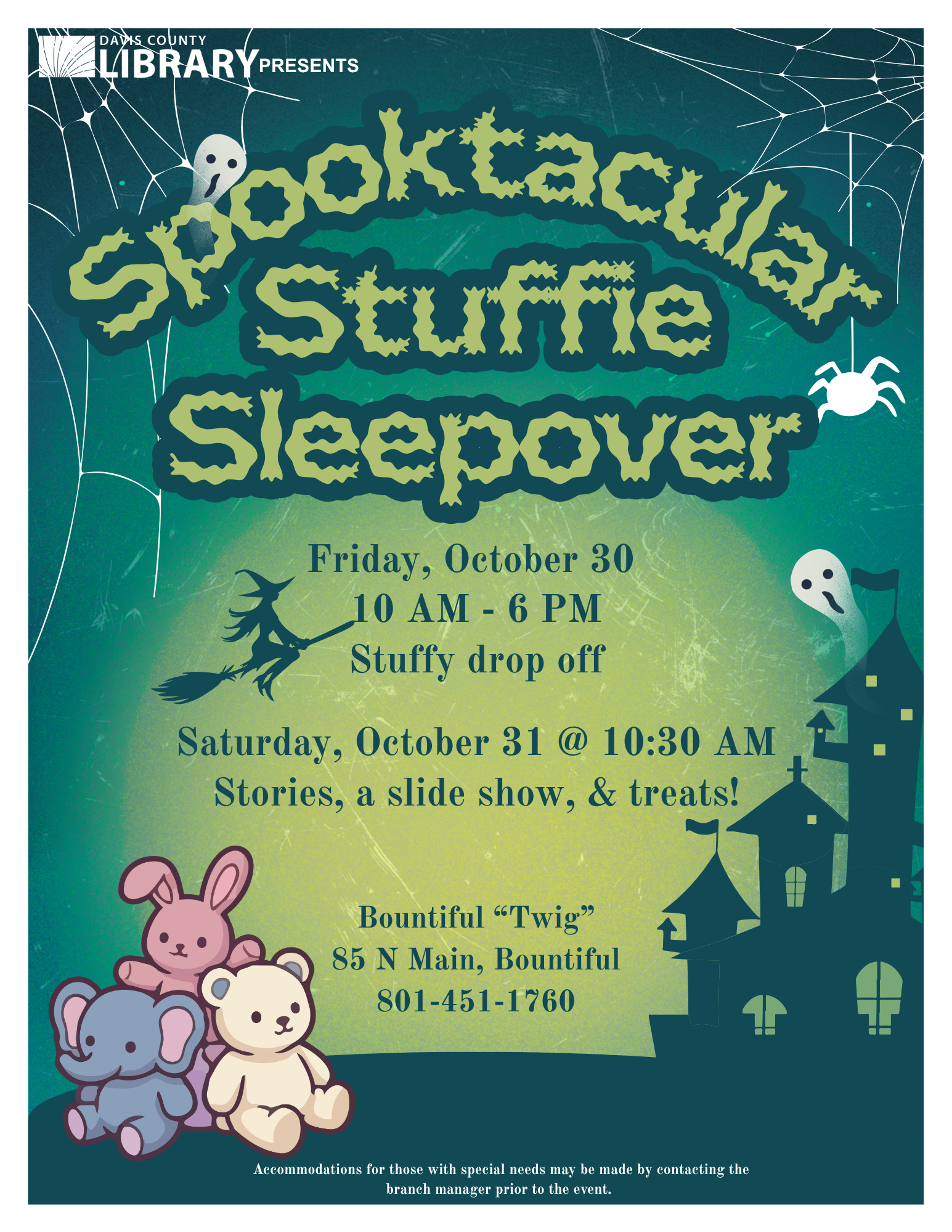 Spooktacular Stuffie Sleepover, Bountiful library