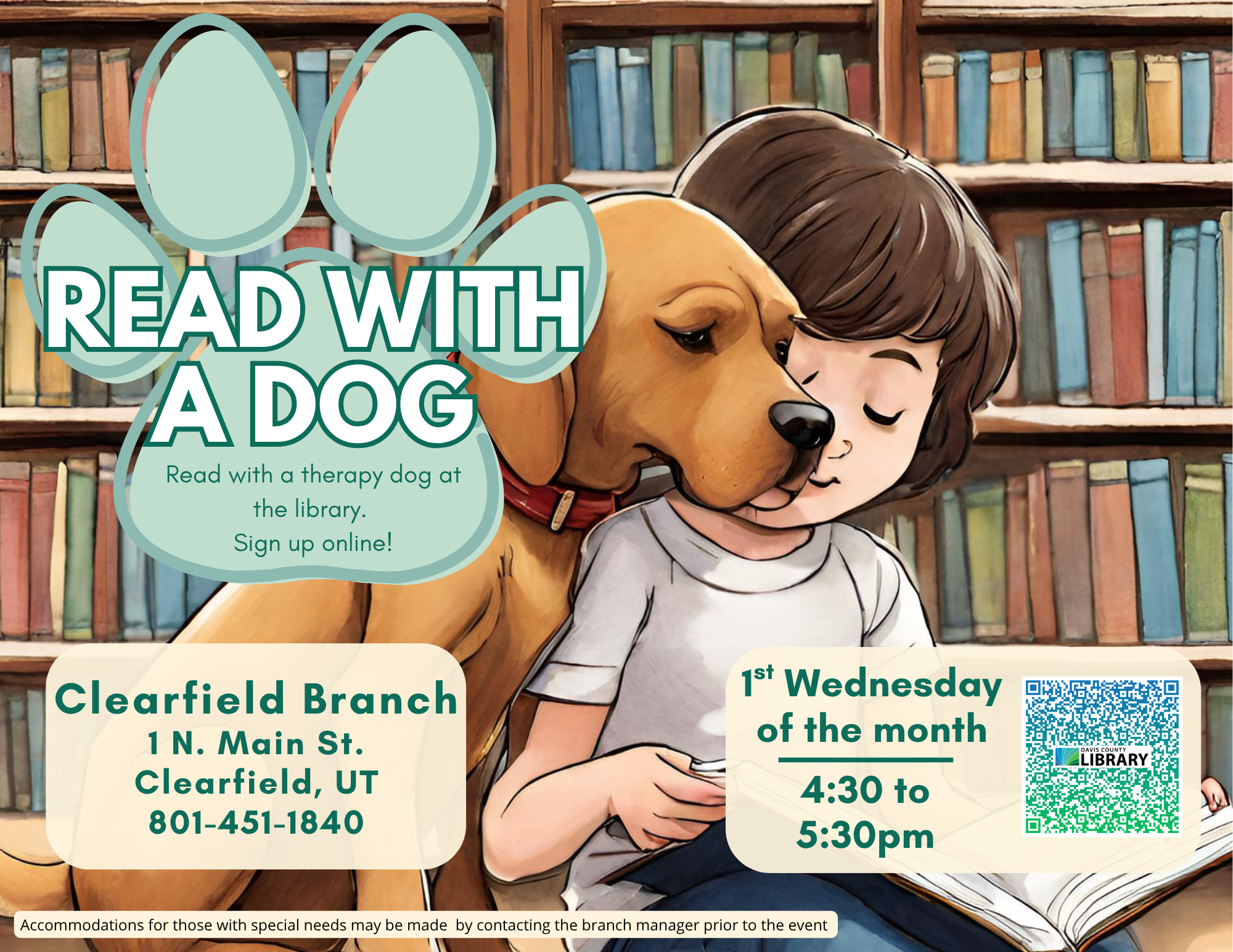 Read With a Therapy Dog, Davis County Library